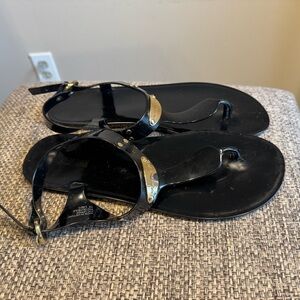 Michael Kors jelly Black Sandals with Gold Accents